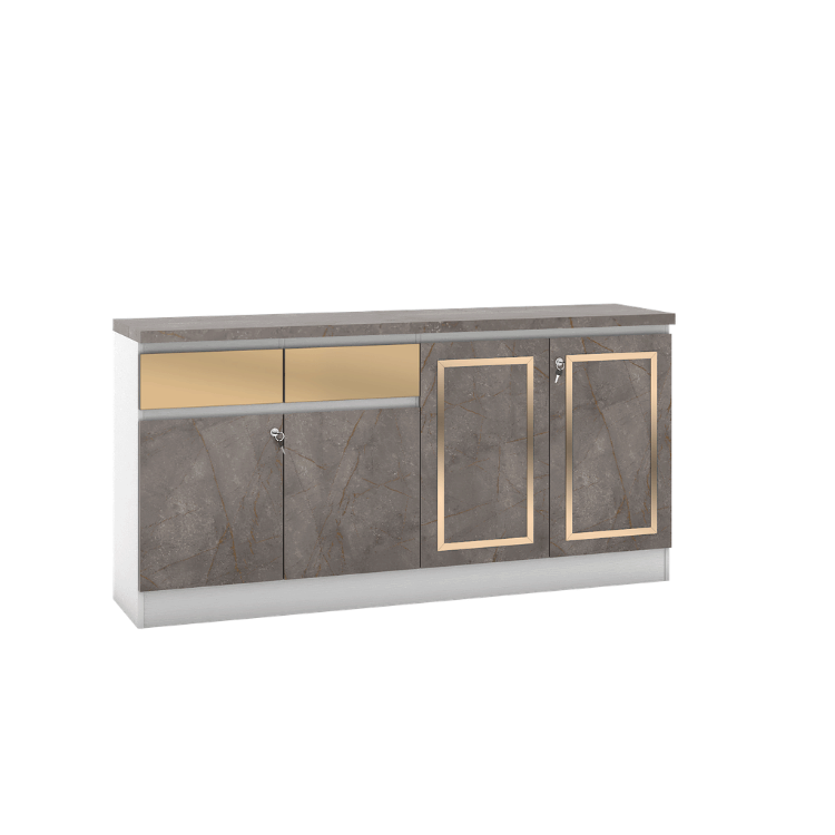ตู้เตี้ย WISDOM DESIGN FURNITURE รุ่น GCS-161 160 ซม. สีขาว/บราวน์มาร์เบิ้ล